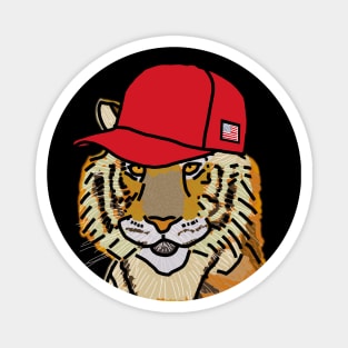 Tiger Wearing a Politics Red Hat Magnet